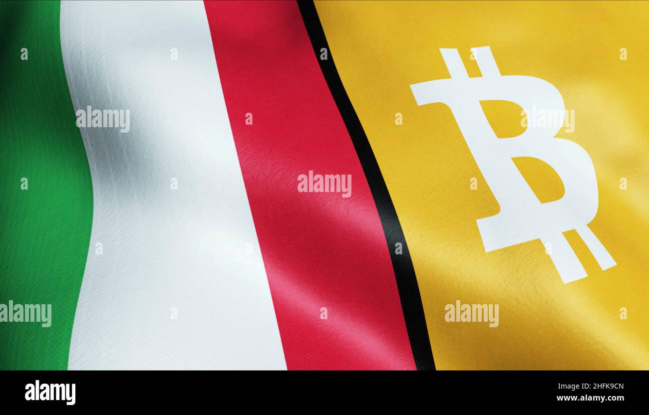 Italy flag on a bitcoin cryptocurrency coin. 3D Rendering Stock Photo -  Alamy