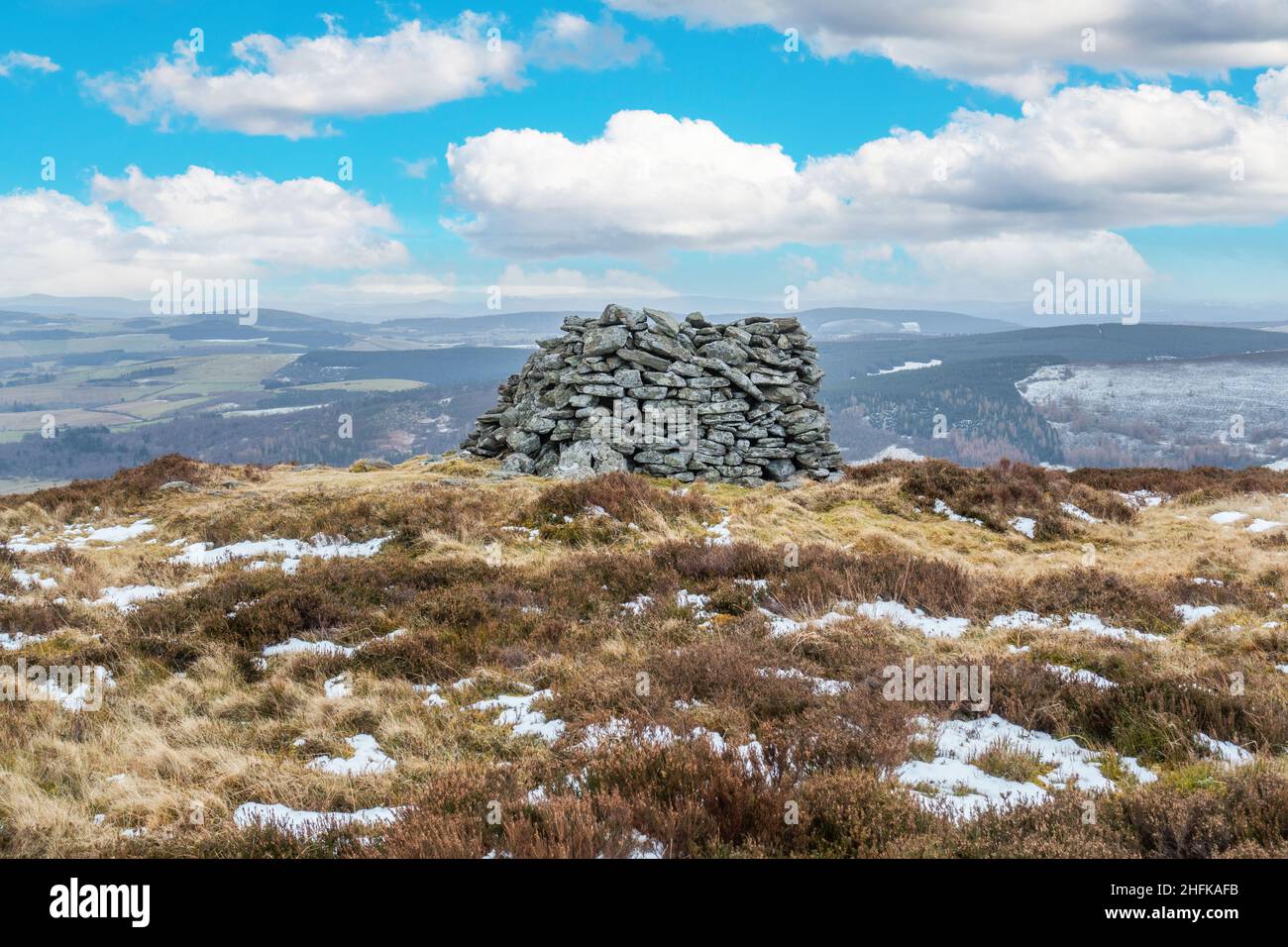 Lord Arthur's cairn on Lord Arthur's Hill in the Correen Hills near Alford, Aberdeenshire, Scotland Stock Photo