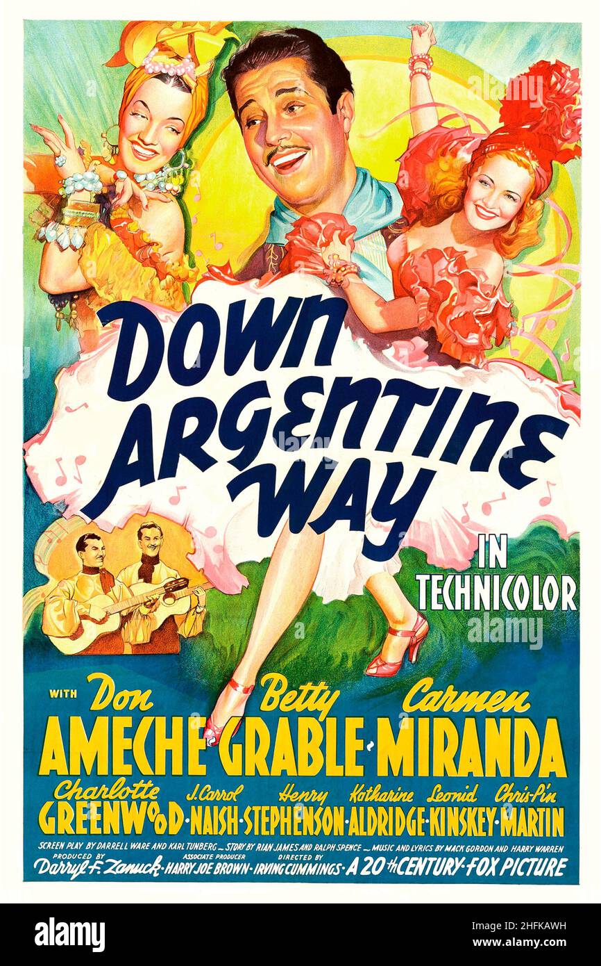 DON AMECHE, BETTY GRABLE and CARMEN MIRANDA in DOWN ARGENTINE WAY (1940), directed by IRVING CUMMINGS. Credit: 20TH CENTURY FOX / Album Stock Photo
