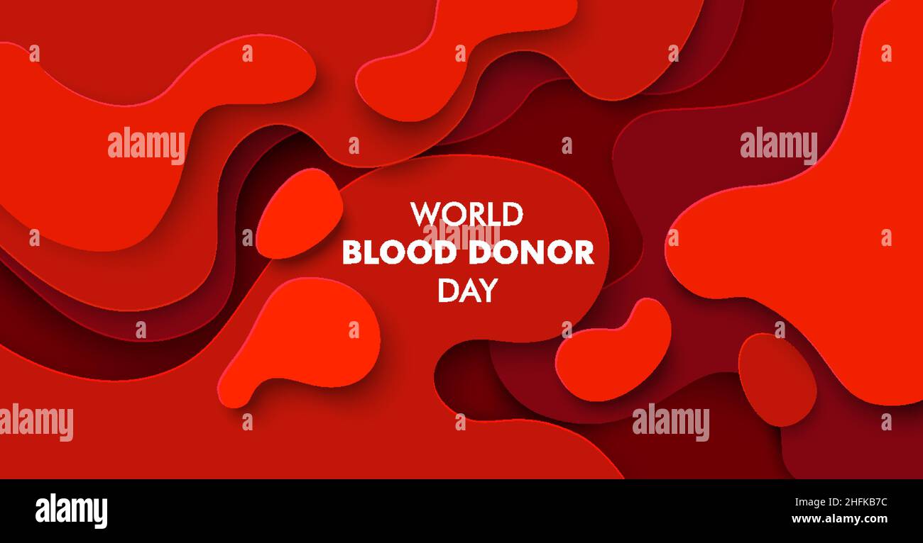 World Blood Donor Day, vector paper cut poster, banner template. Red ...