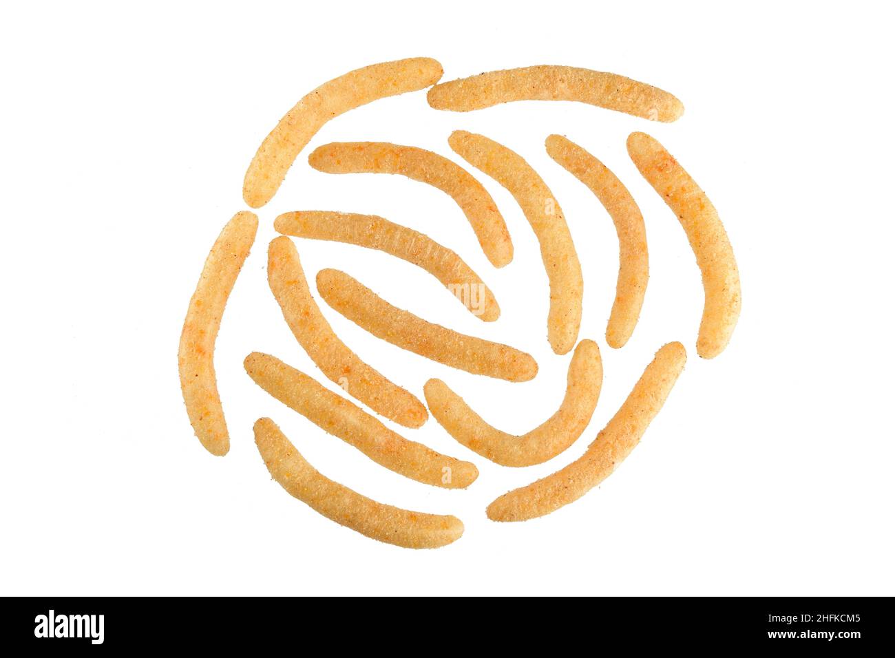 Cheese Corn Sticks Isolated on White Background with Clipping Path Stock Photo