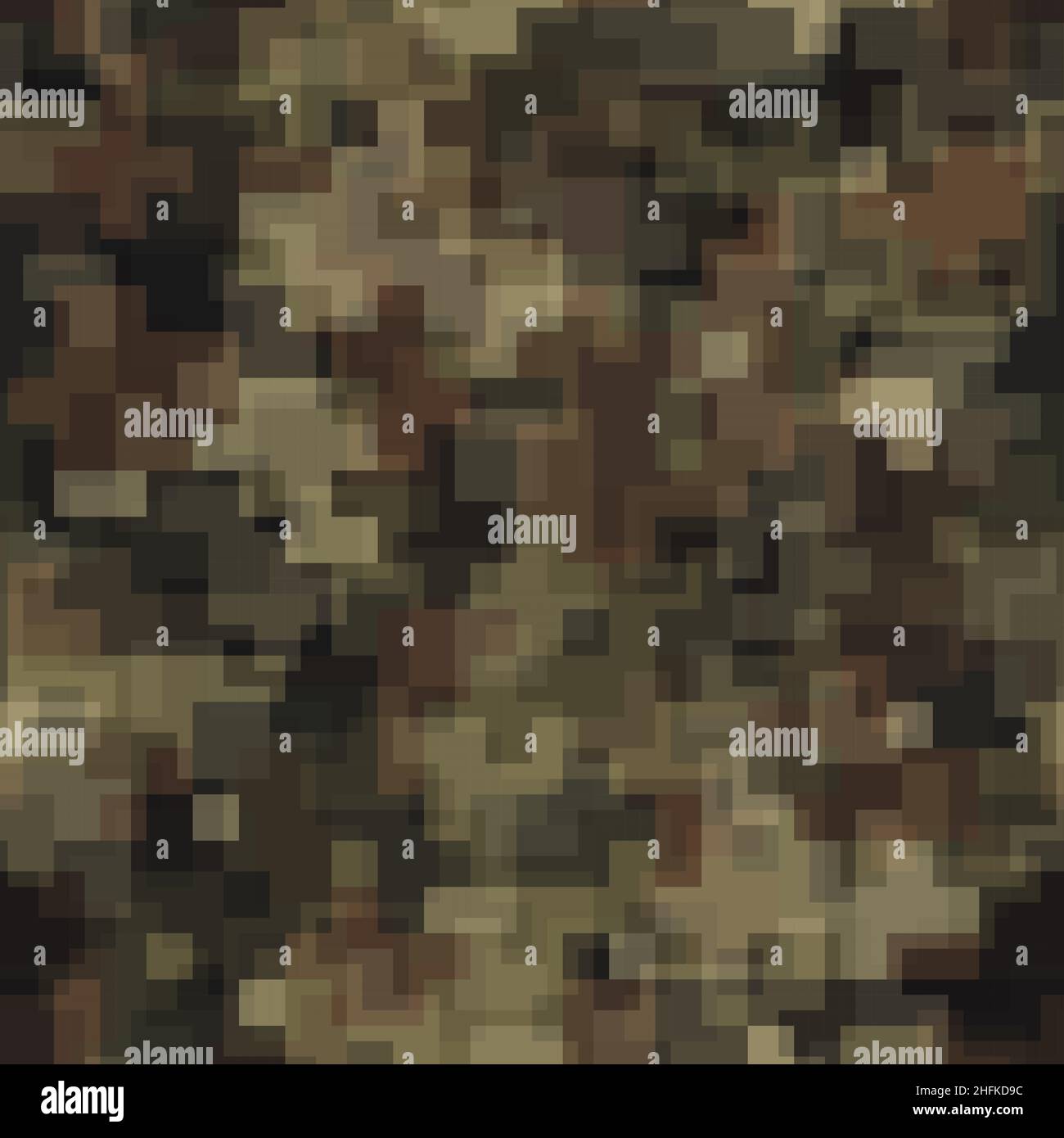 Abstract seamless pattern with khaki and brown colored chaotic overlap pixels Stock Vector