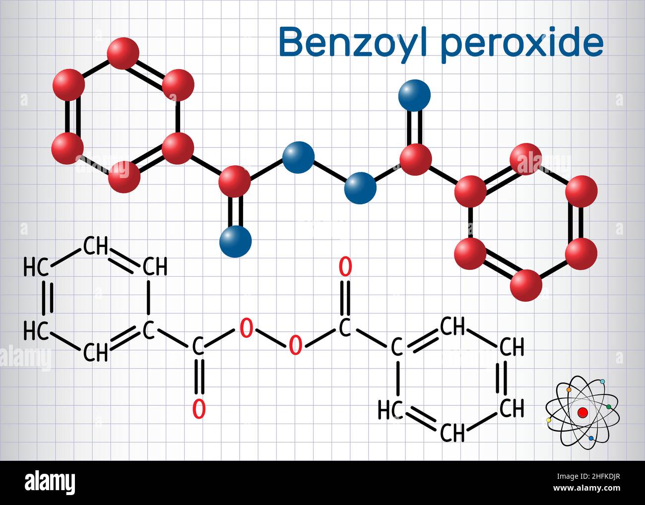 Benzoyl Peroxide BPO Molecule Structural Chemical Formula And 
