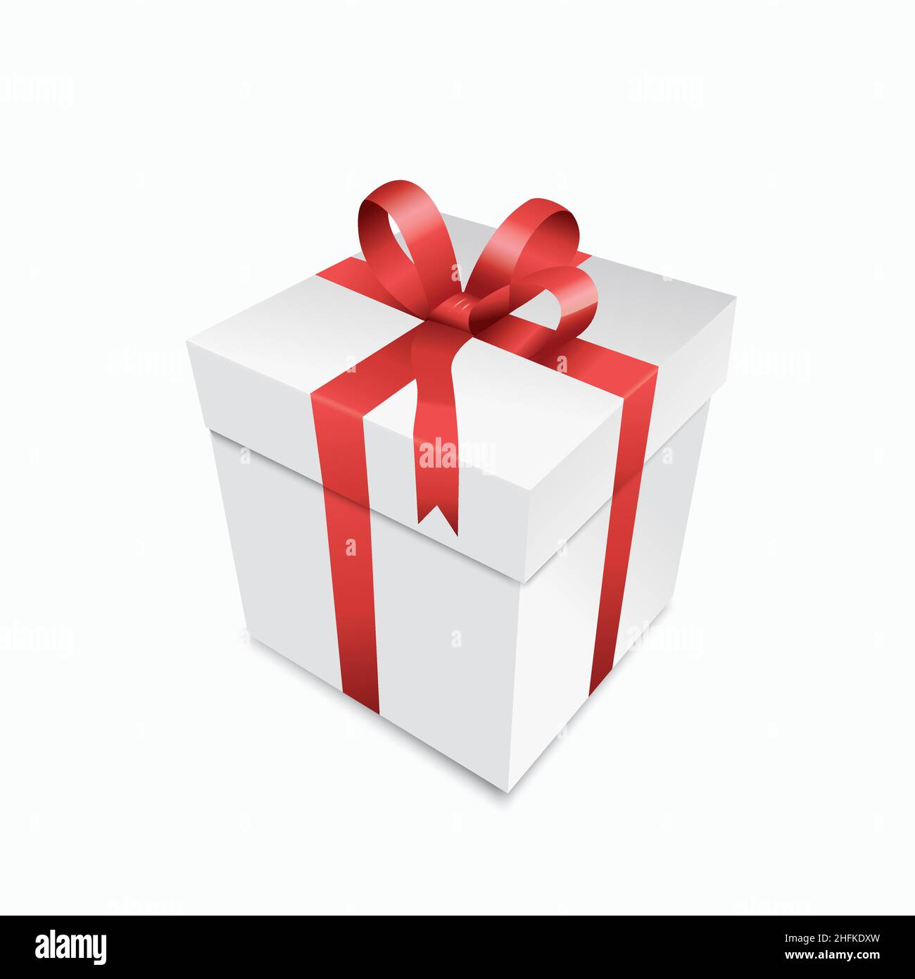Gift box with red open ribbon on white background. Vector illustration. Eps 10 vector file Stock