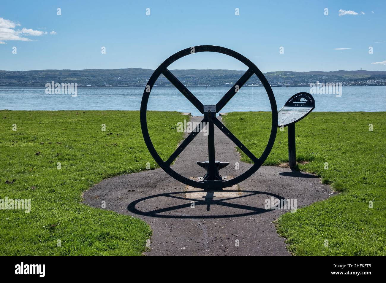 Comet Flywheel and Anvil monument at East Bay, Helensbugh Firth of Clyde Scotland Stock Photo