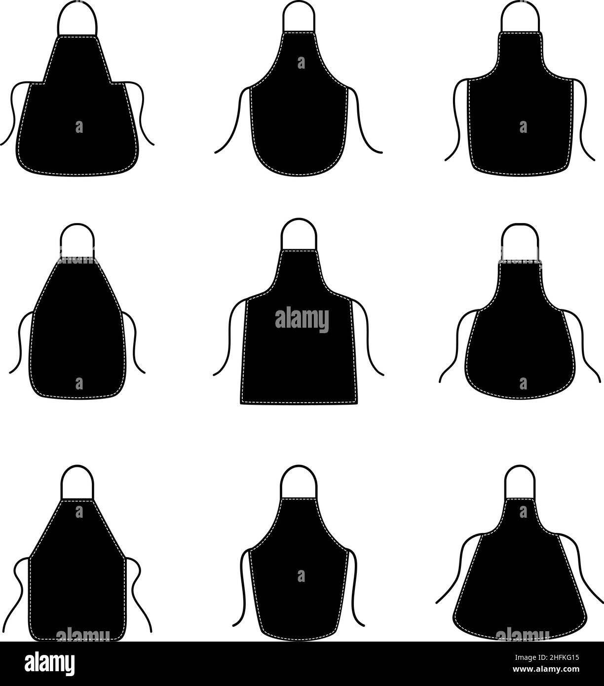 Set of silhouettes of aprons, vector illustration Stock Vector Image ...