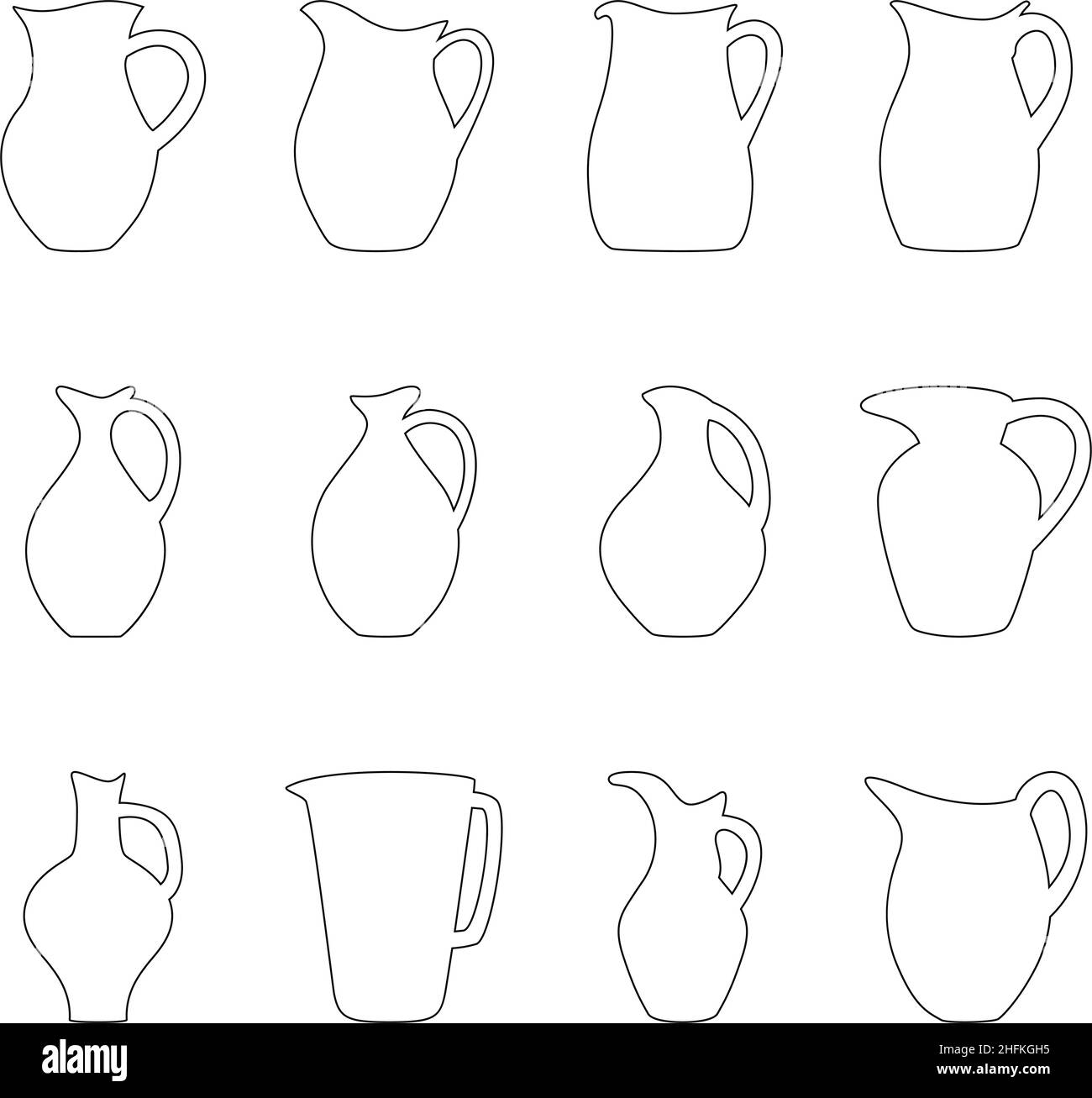 Set of jugs, vector illustration Stock Vector