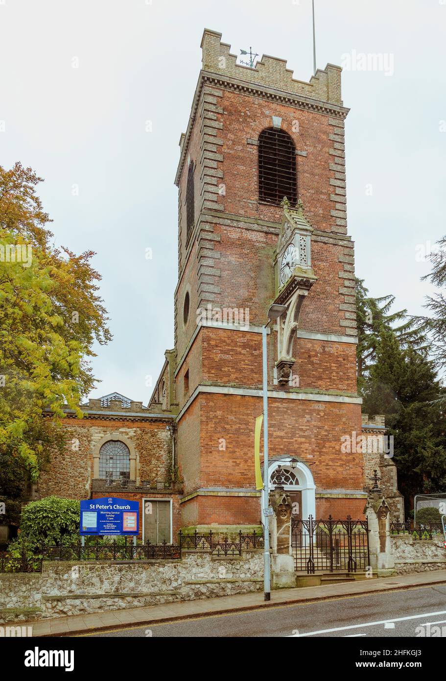 St. Peter's Church stands at the top of North Hill and High Street