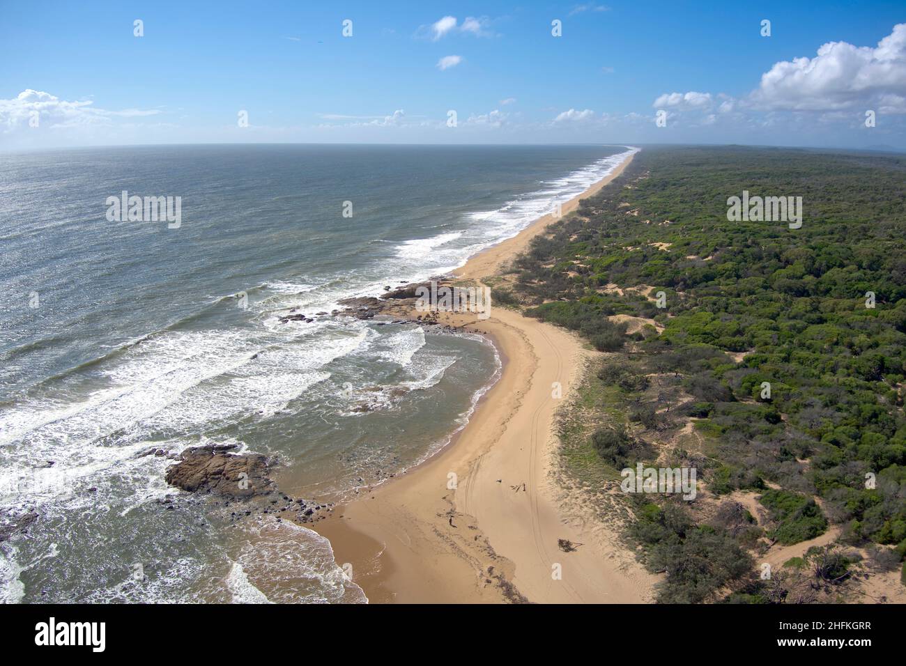 Aerial of the coastline at Wreck Rock Deepwater National Park