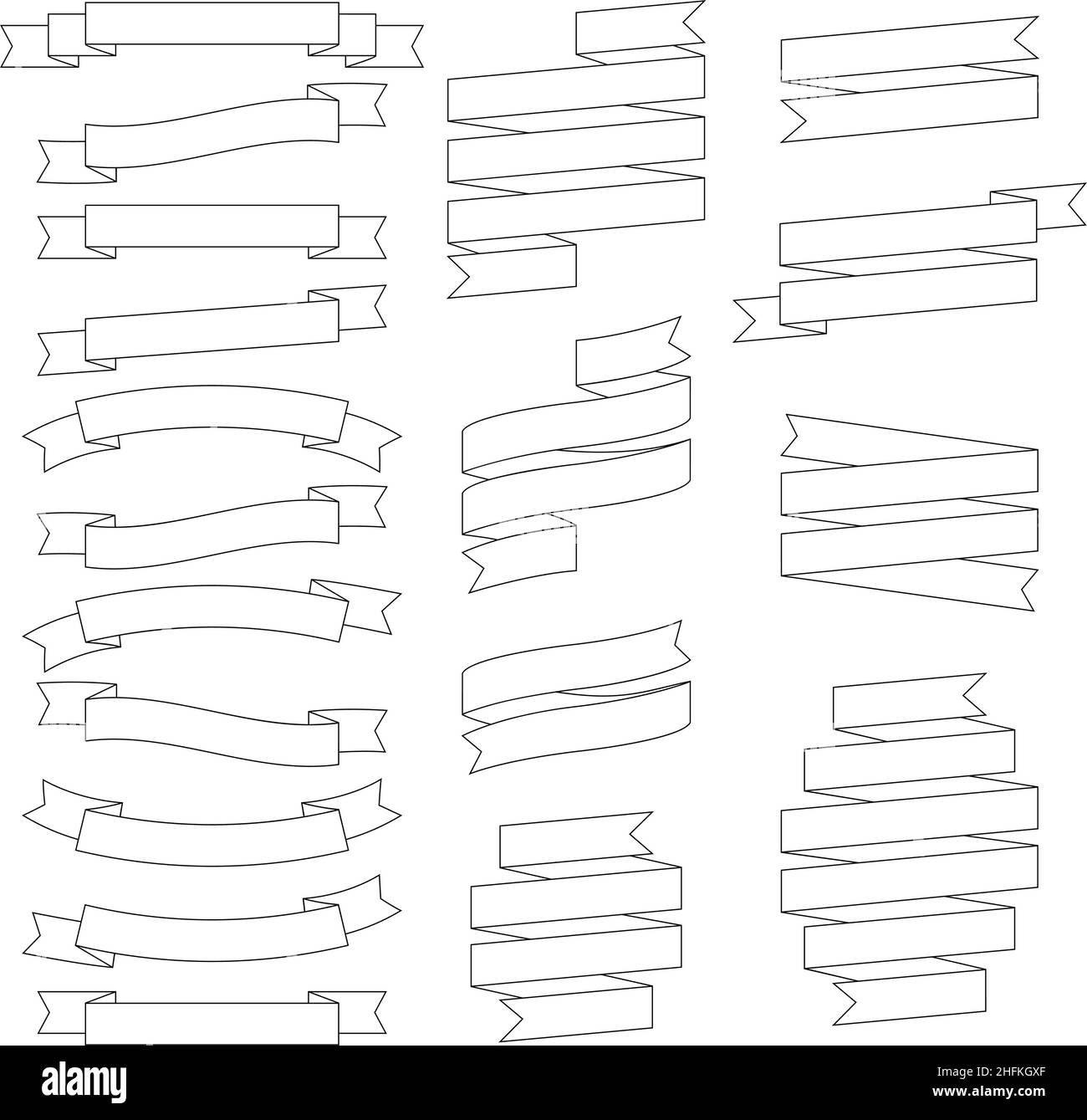 Set of contours of ribbons, vector illustration Stock Vector Image ...