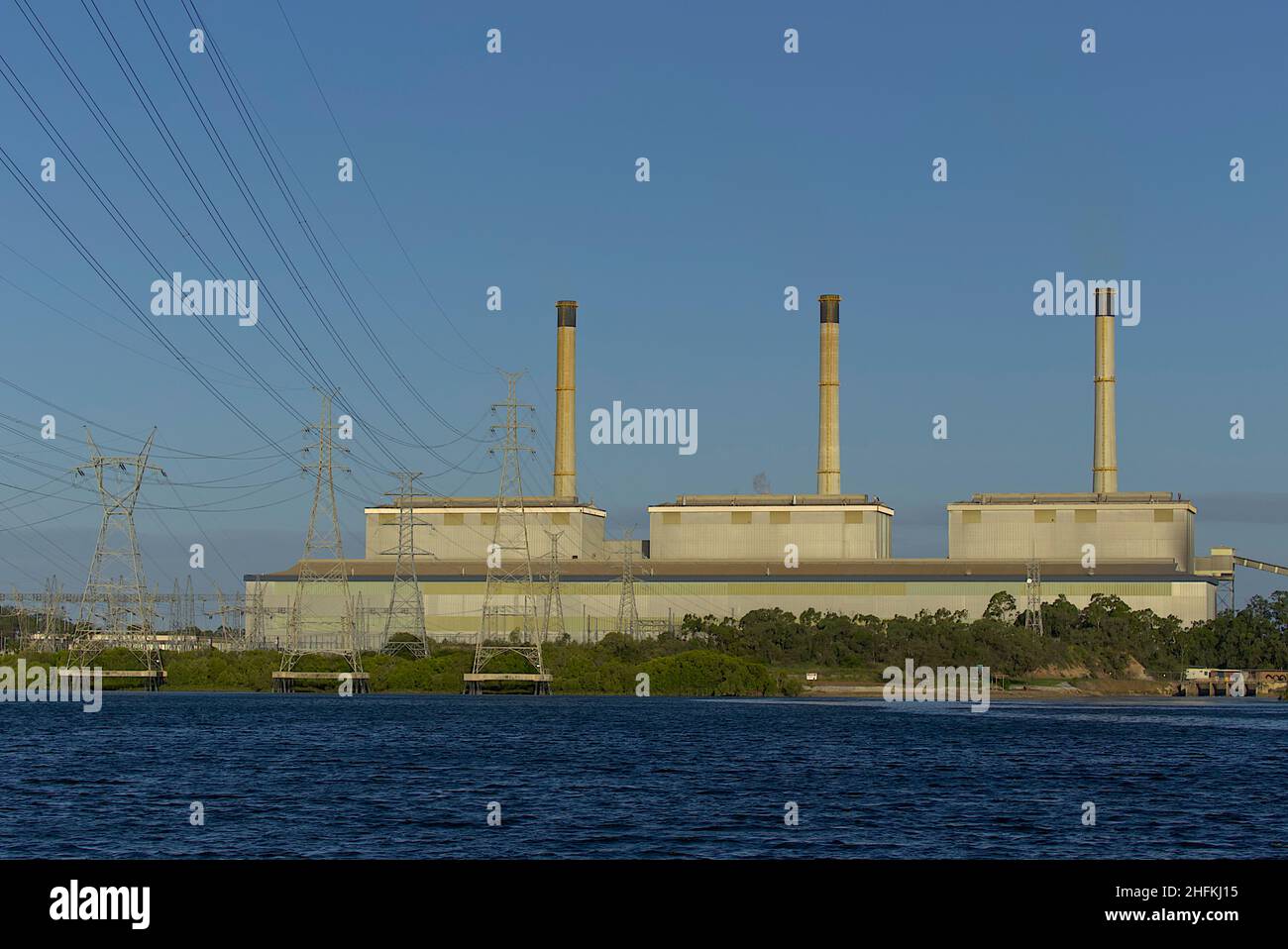 Sunset on the coal fired Gladstone Power Station Queensland Australia Stock Photo