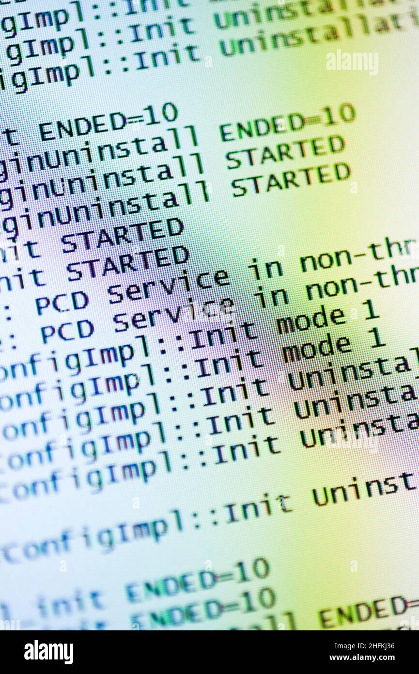 Close Up Of Data Files on Computer Screen Stock Photo