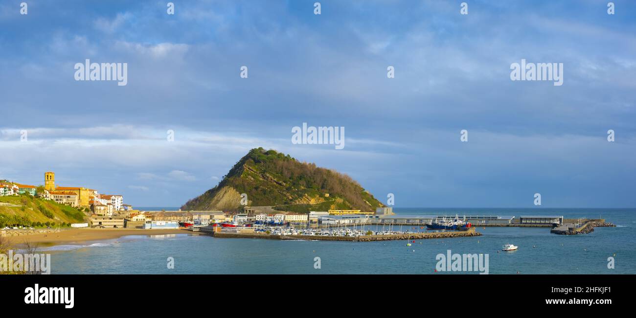 Getaria town and fishing port in the Basque Country Stock Photo