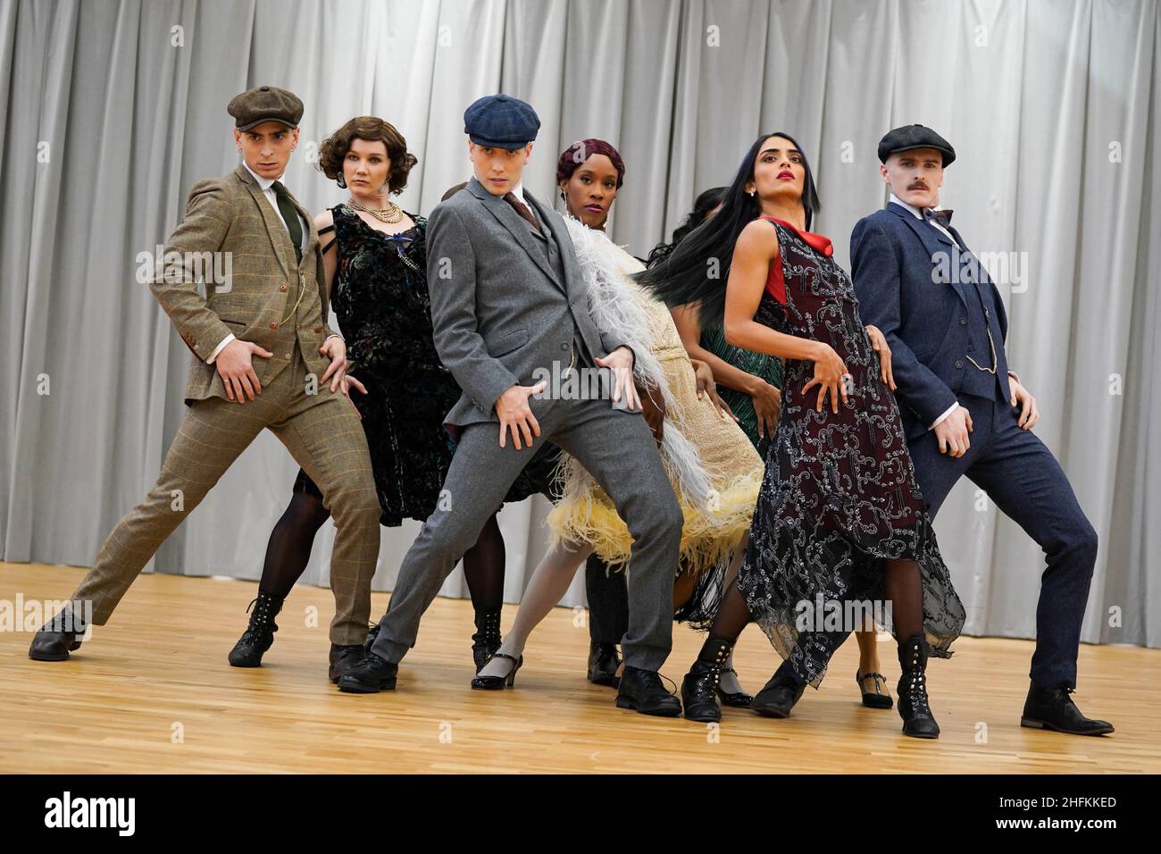 Members of the cast perform during the press launch of the Rambert Dance production of Peaky Blinders: The Redemption of Thomas Shelby at the Dance Hub Birmingham. Picture date: Monday January 17, 2022. Stock Photo