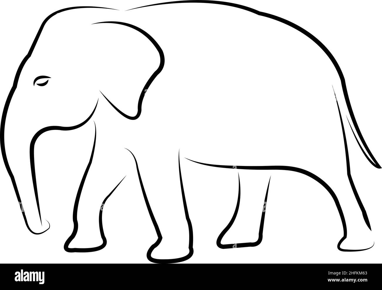elephant line art - vector artwork Stock Vector