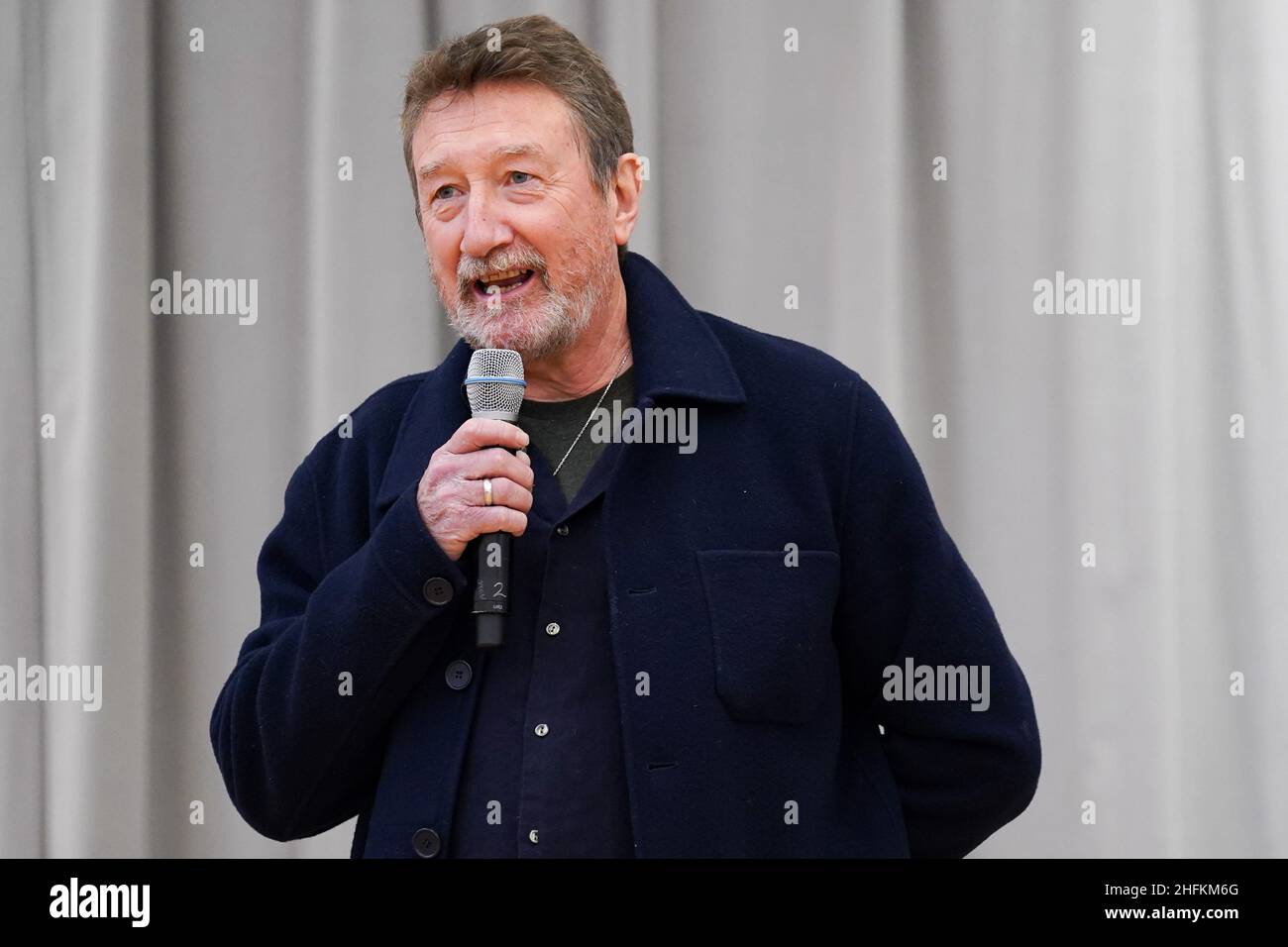 Peaky Blinders creator Steven Knight talks during the press launch of the Rambert Dance production of Peaky Blinders: The Redemption of Thomas Shelby at the Dance Hub Birmingham. Picture date: Monday January 17, 2022. Stock Photo