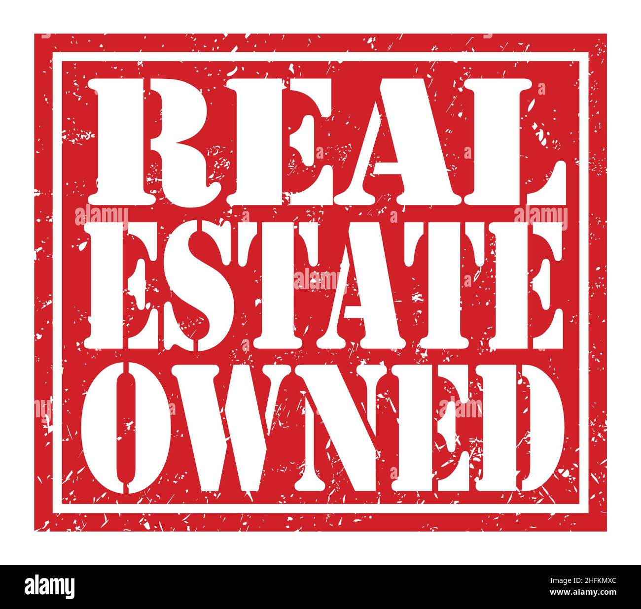 REAL ESTATE OWNED, words written on red stamp sign Stock Photo Alamy