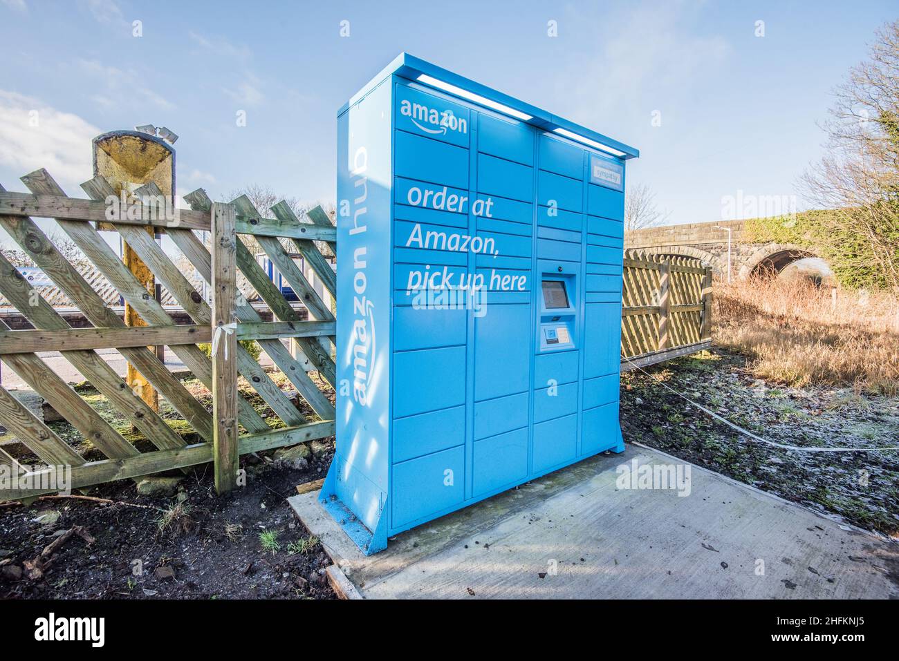 An Amazon locker and pickup point, located at Long Preston railway