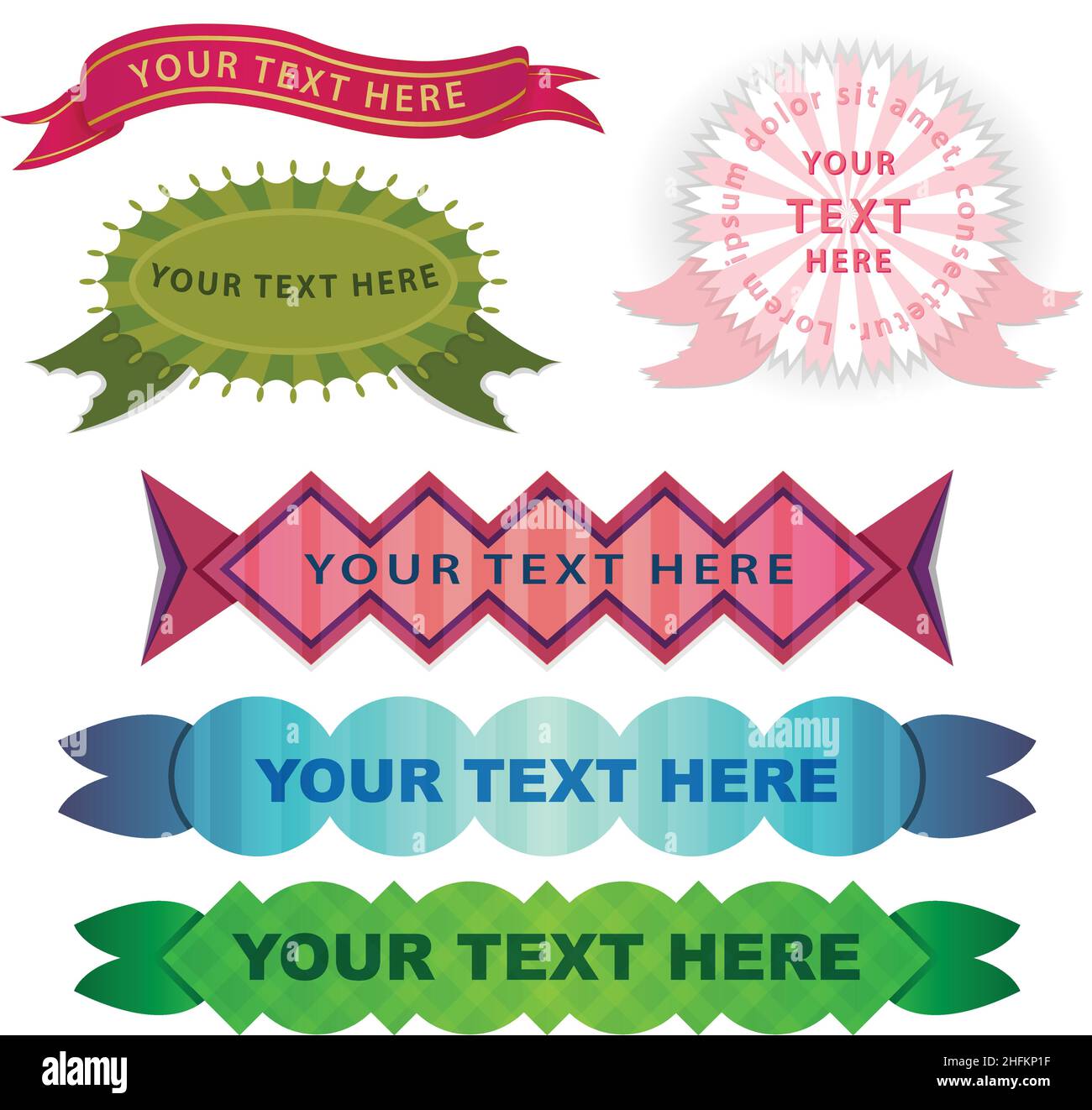 Colorful Multicolor different Abstract Badge and Ribbon Designs Stock Vector