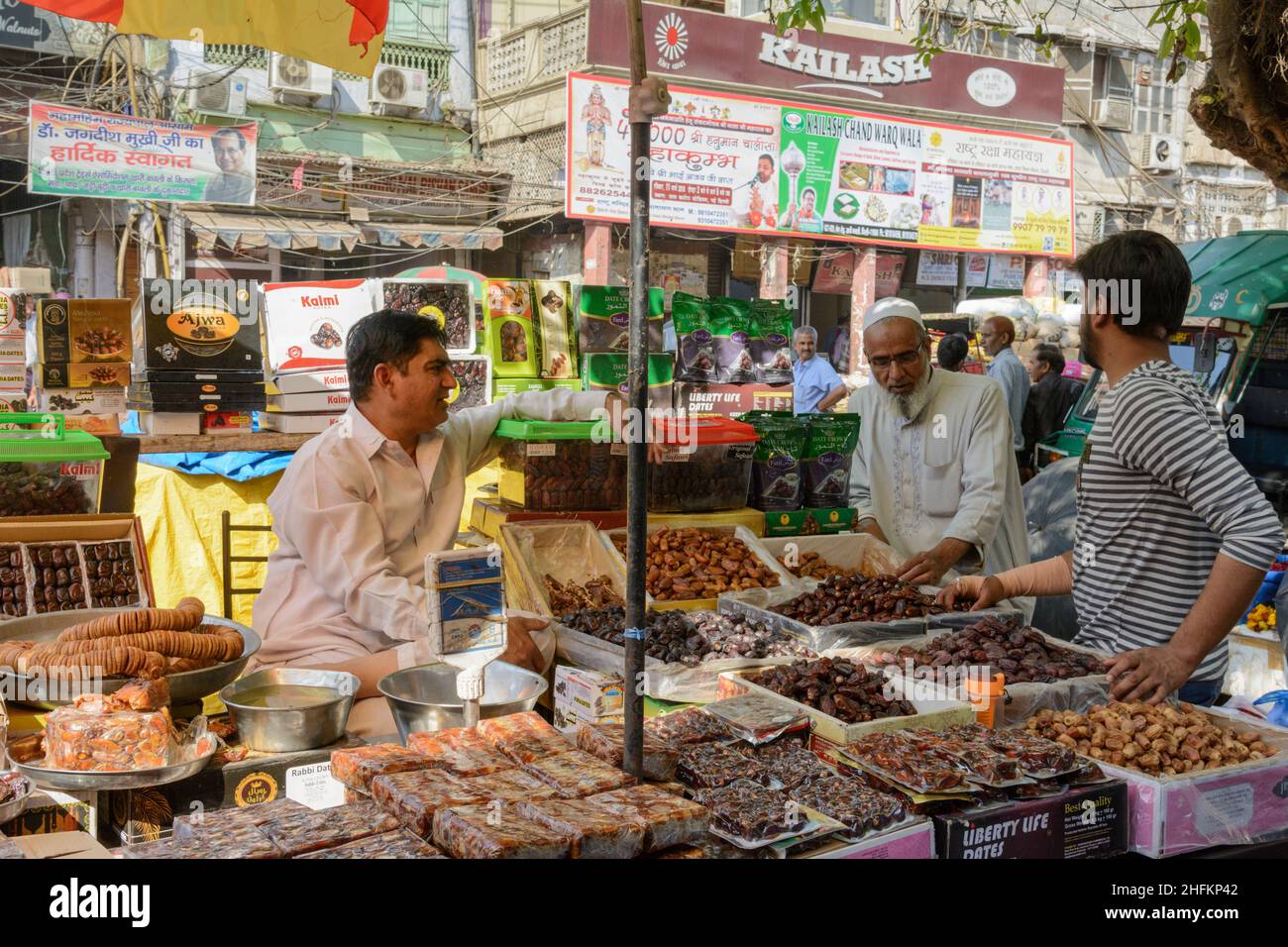 A food stall selling dates in Chandni Chowk (Moonlight Square), one of ...