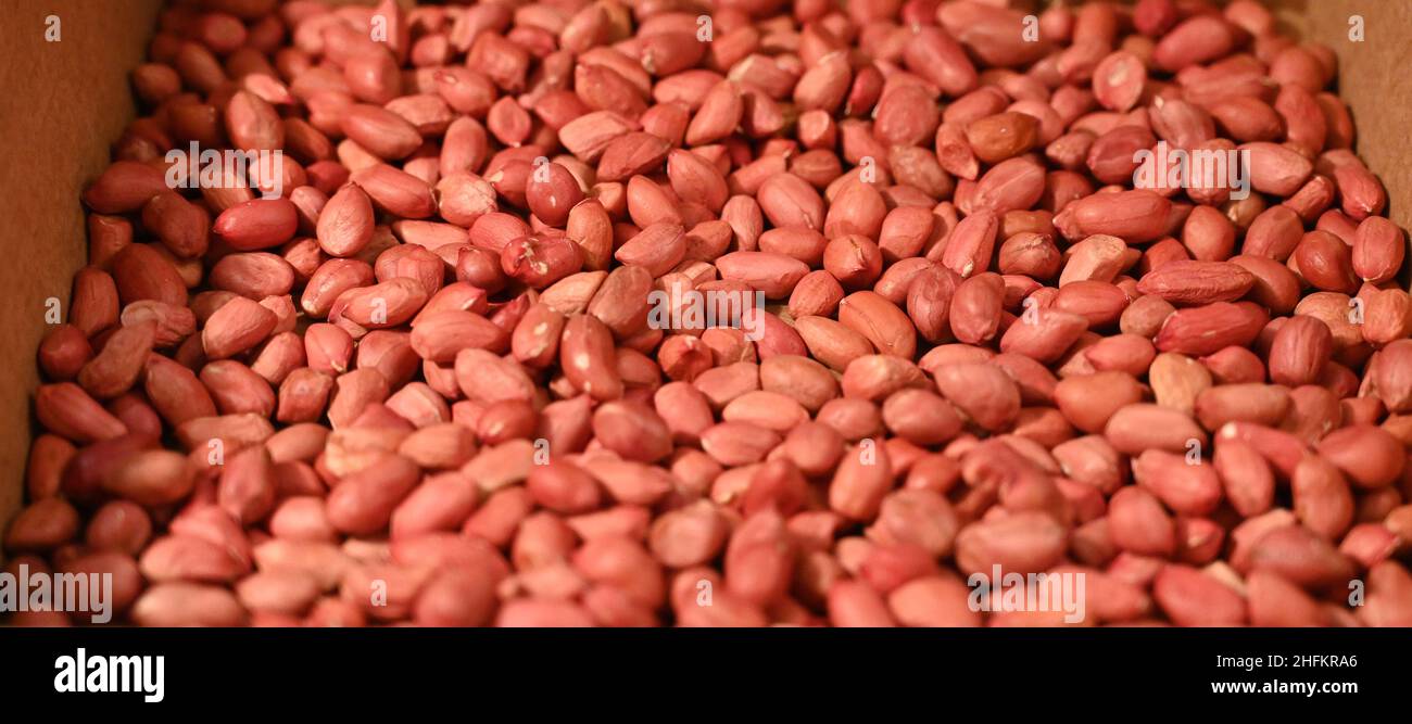 box of redskin peanuts, Organic food store, Healthy eating Stock Photo