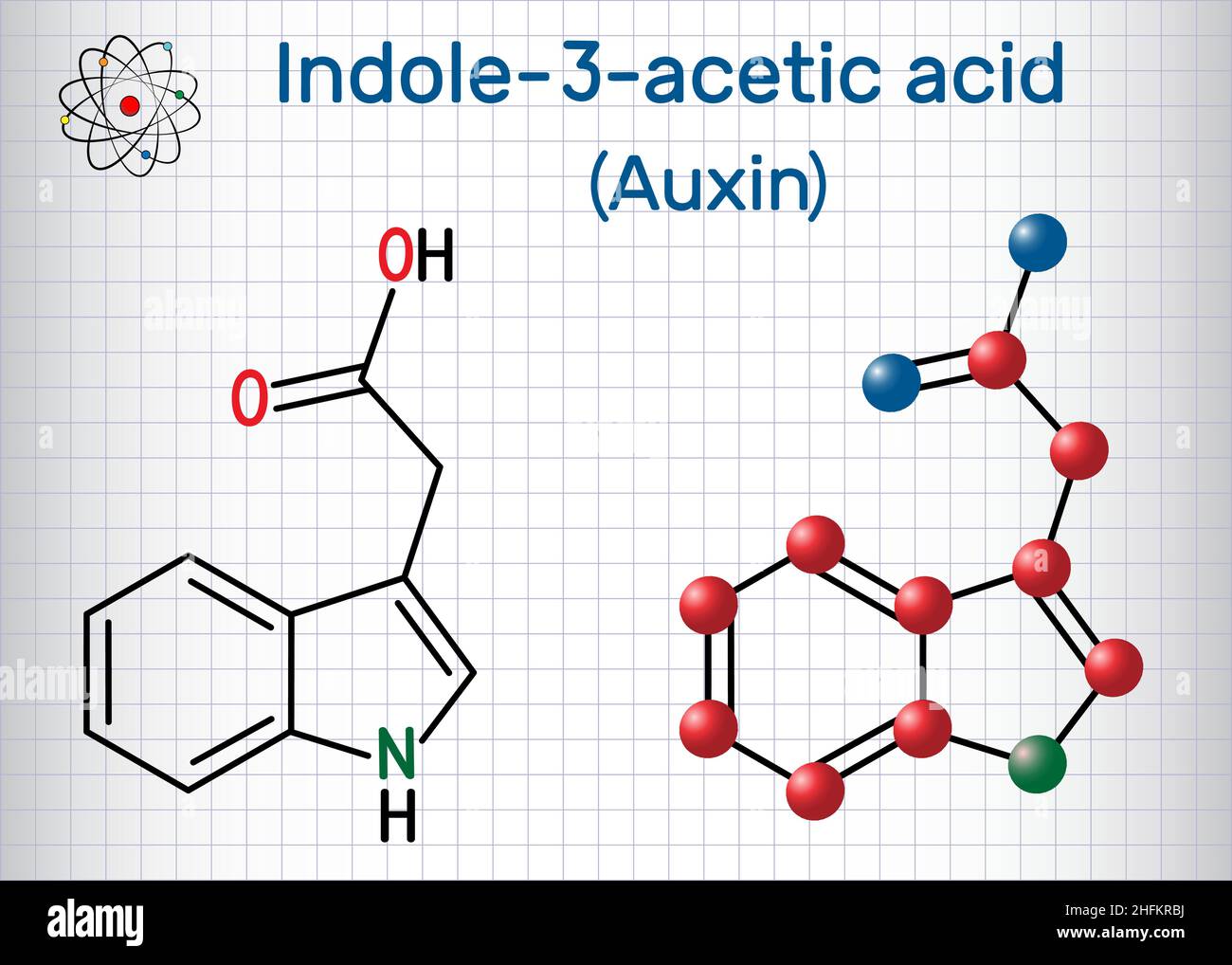 Auxin, Indole3acetic acid (IAA). Sheet of paper in a cage.Structural