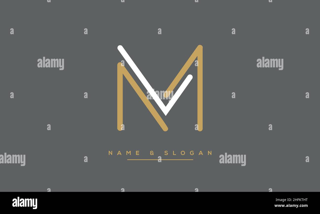 Modern abstract letter LM, ML logo design. Minimal LM, ML initial based icon vector Stock Vector