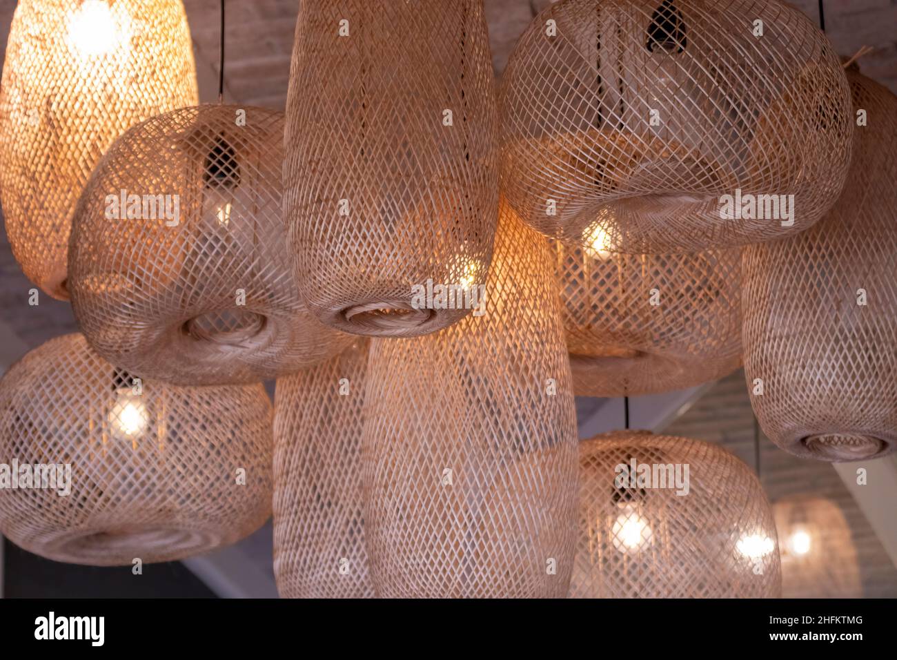 handmade straw lamps Stock Photo - Alamy