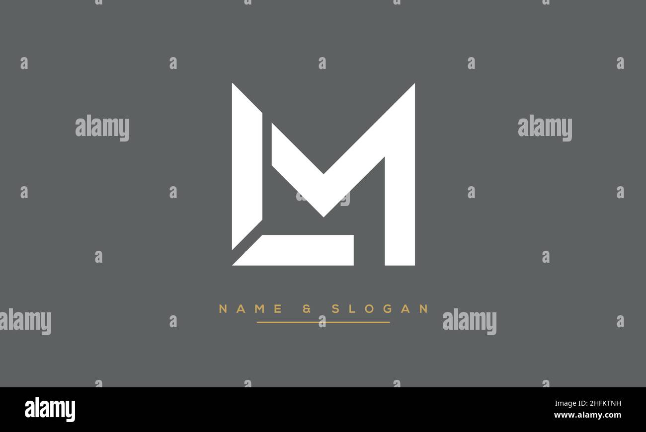 Modern abstract letter LM, ML logo design. Minimal LM, ML initial based icon vector Stock Vector