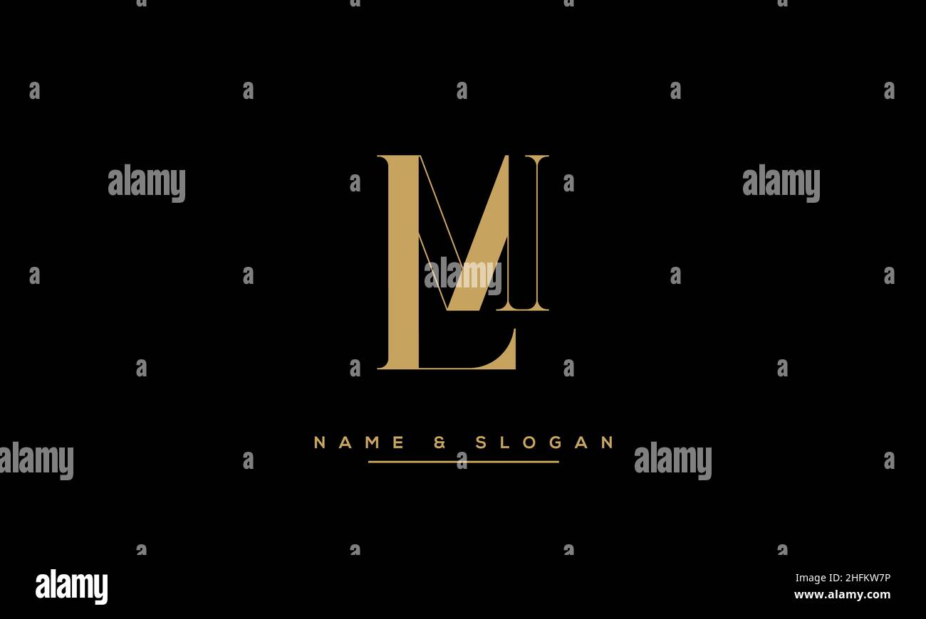 Modern abstract letter LM, ML logo design. Minimal LM, ML initial based icon vector Stock Vector