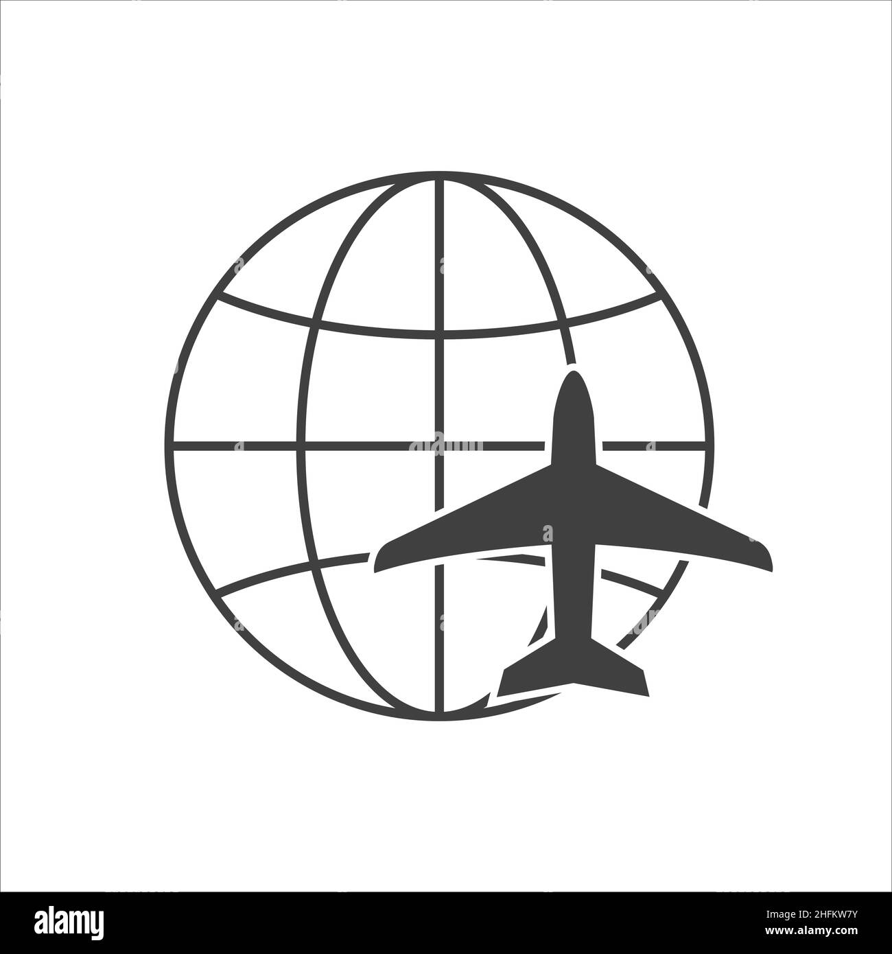 Earth planet airplane icon Black and White Stock Photos & Images - Alamy