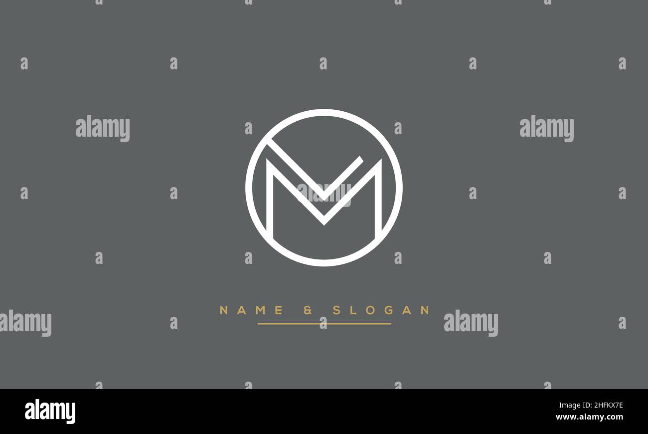 Modern abstract letter LM, ML logo design. Minimal LM, ML initial based icon vector Stock Vector