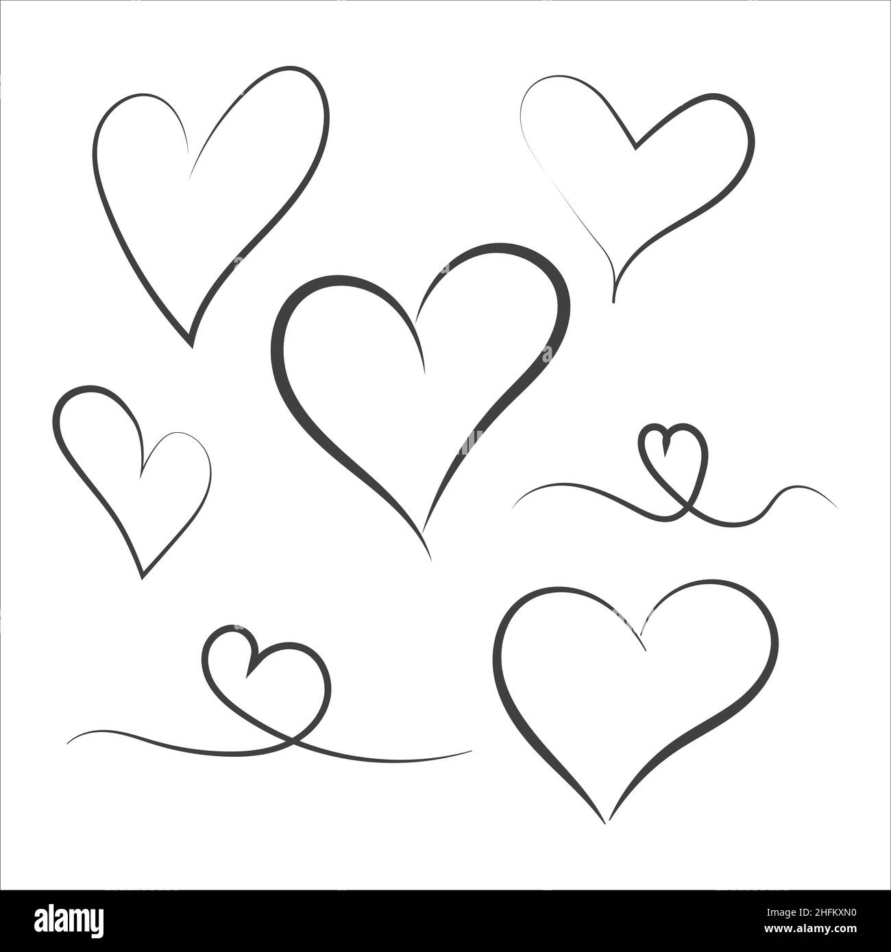 collection of vector hearts on white background Stock Vector Image ...