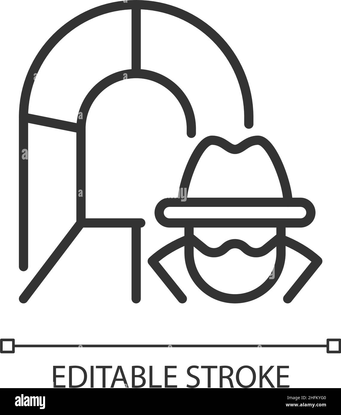 Smuggling tunnel linear icon Stock Vector