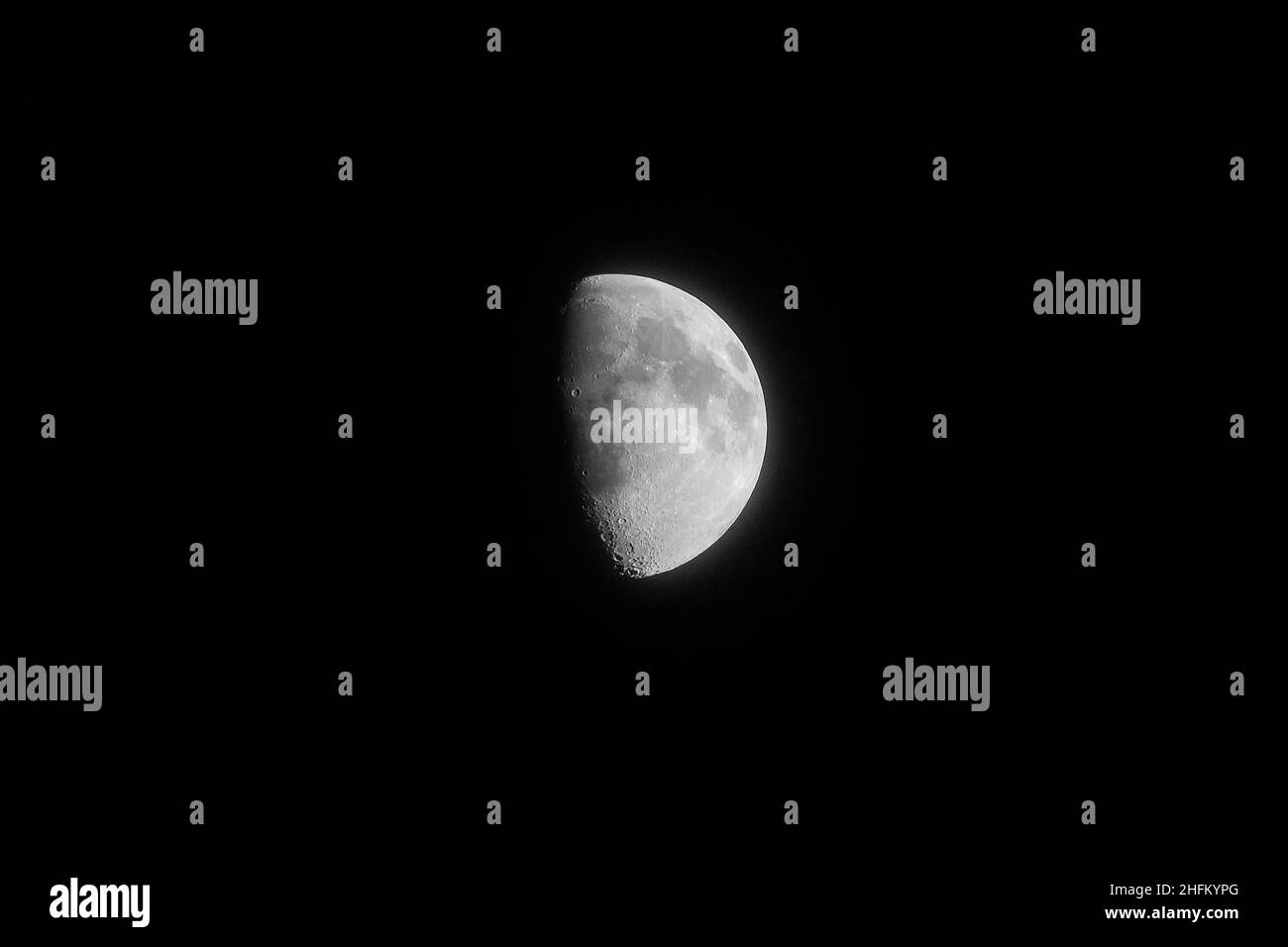 Waxing gibbous moon phase. Solar system nightsky photography Stock