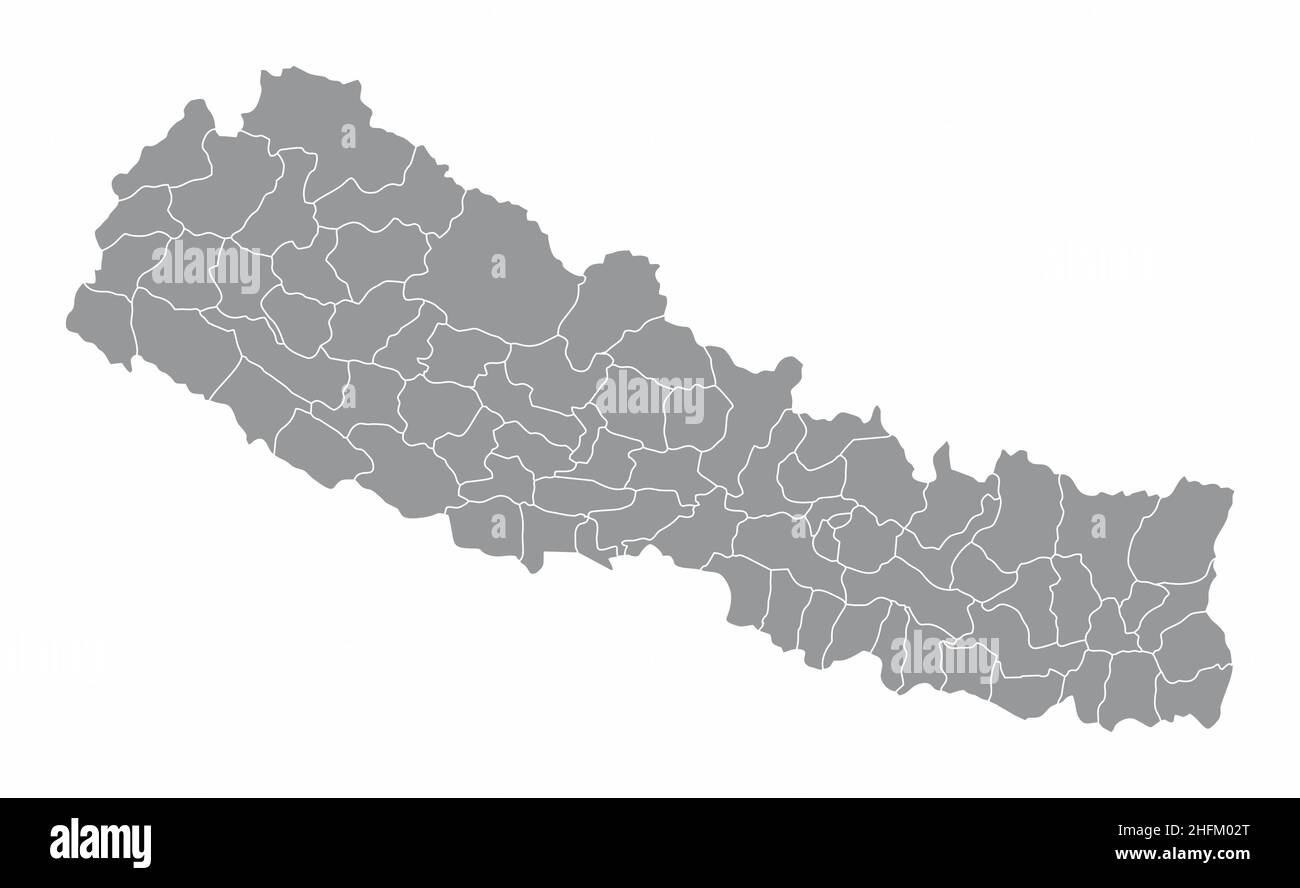 Nepal administrative map isolated on white background Stock Vector ...