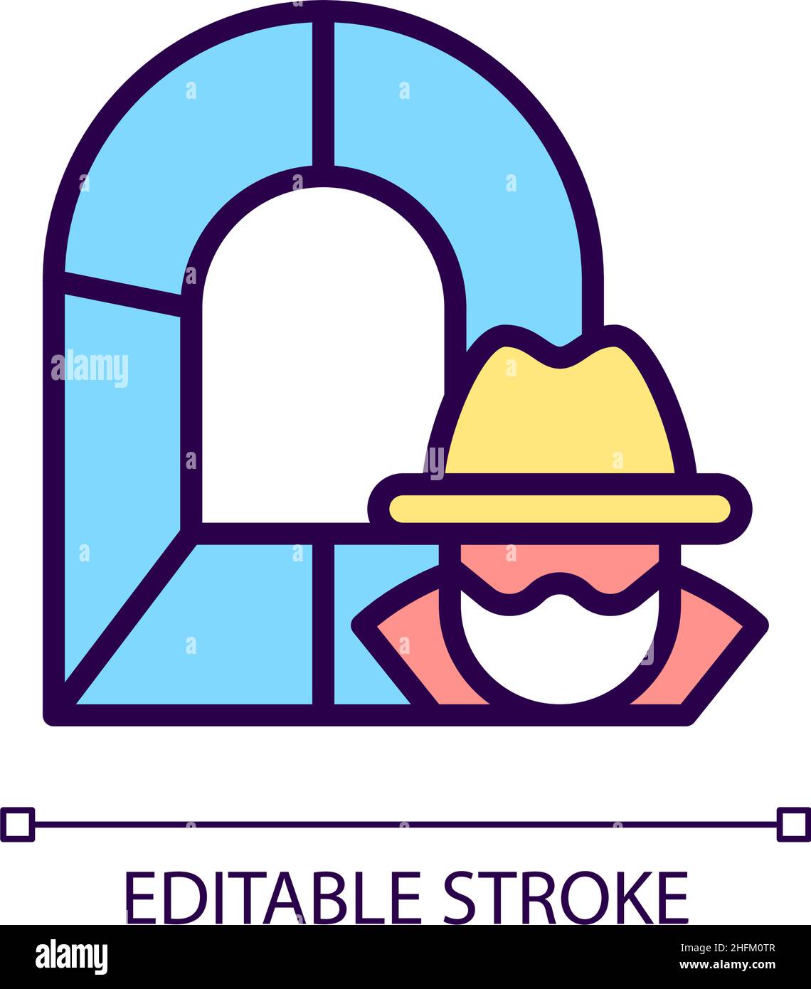 Smuggling tunnel RGB color icon Stock Vector