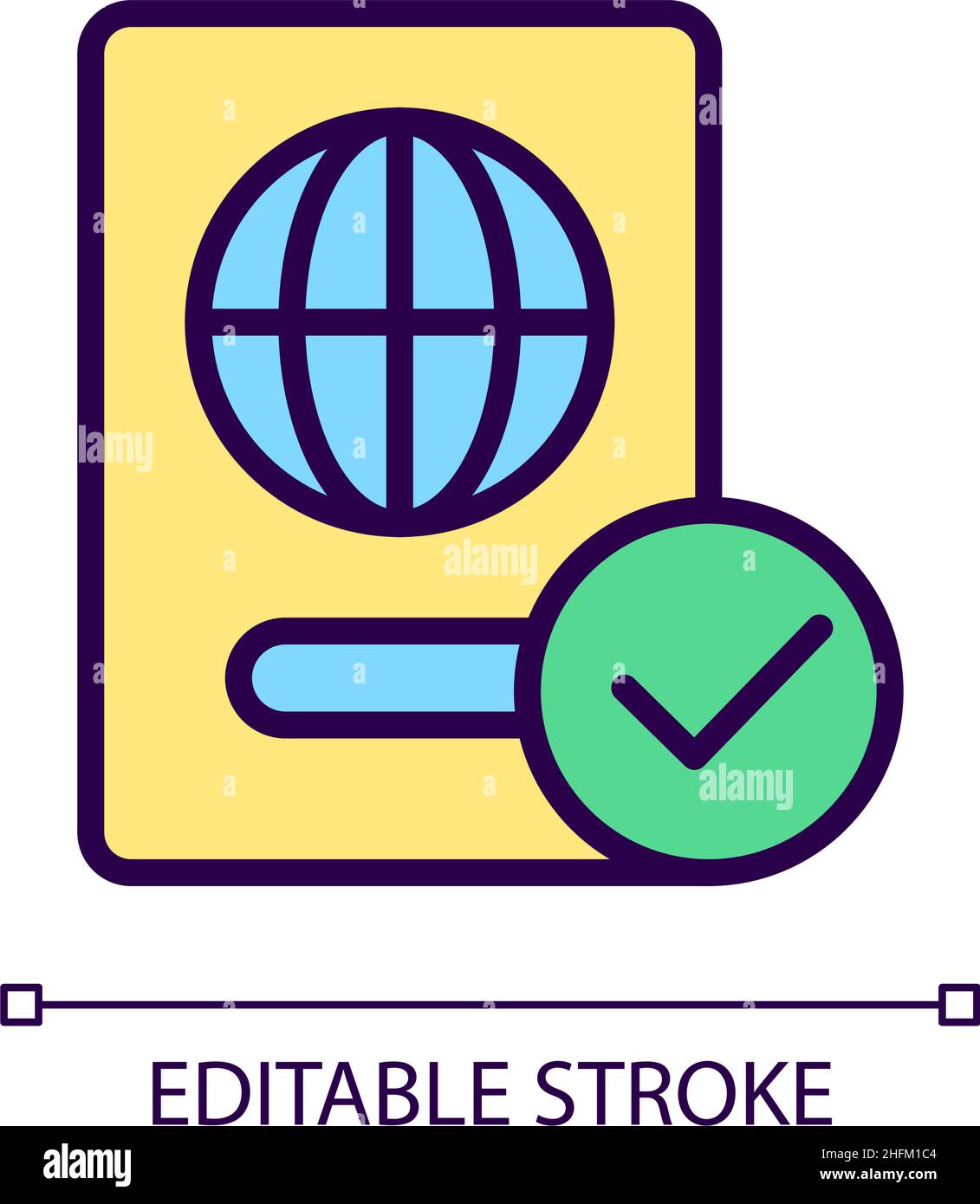 Passport control RGB color icon Stock Vector