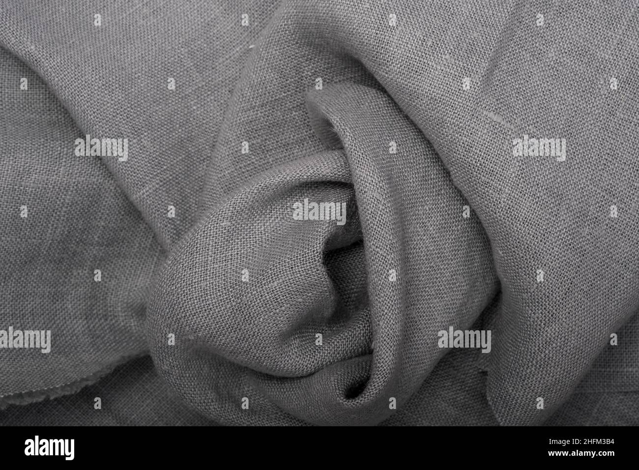 Wrinkled linen cloth folded napkins. Linen fabric texture. Сoncept of