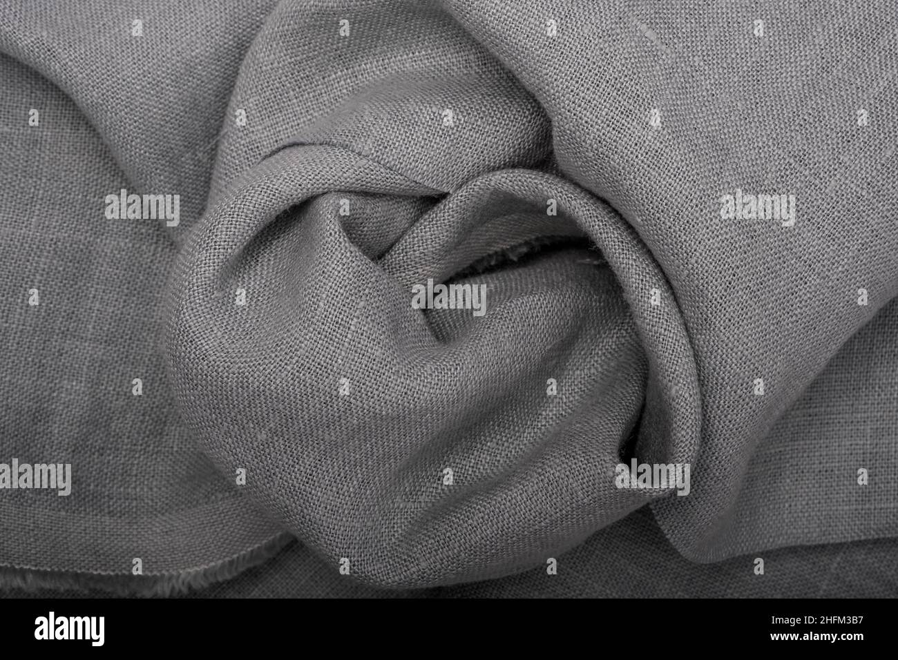 Wrinkled linen cloth folded napkins. Linen fabric texture. Сoncept of