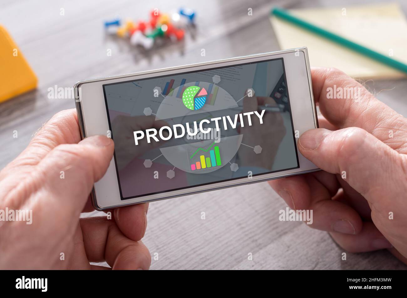 Phone Using Productive Productivity concept on mobile phone Stock Photo - Alamy