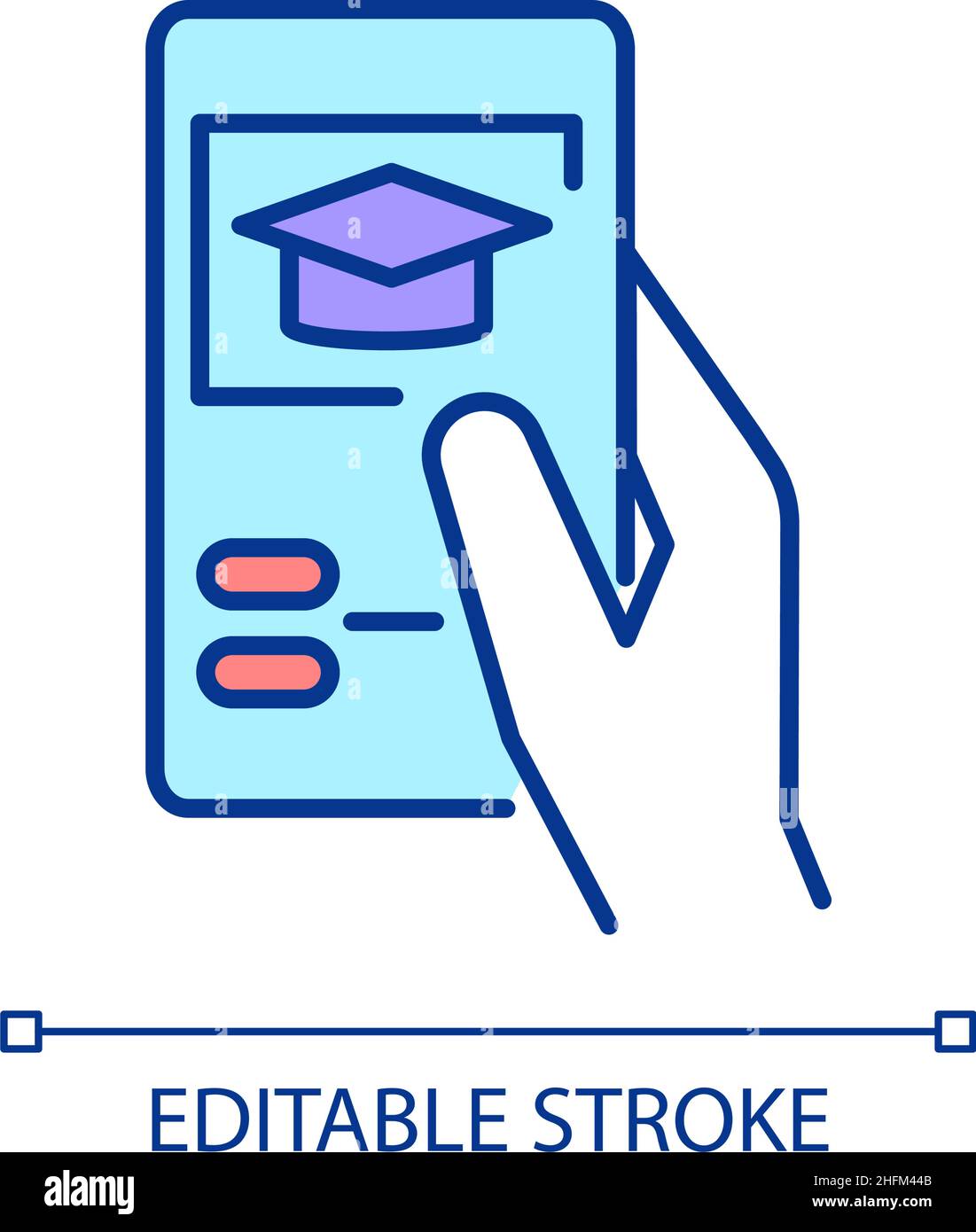 Mobile learning RGB color icon Stock Vector