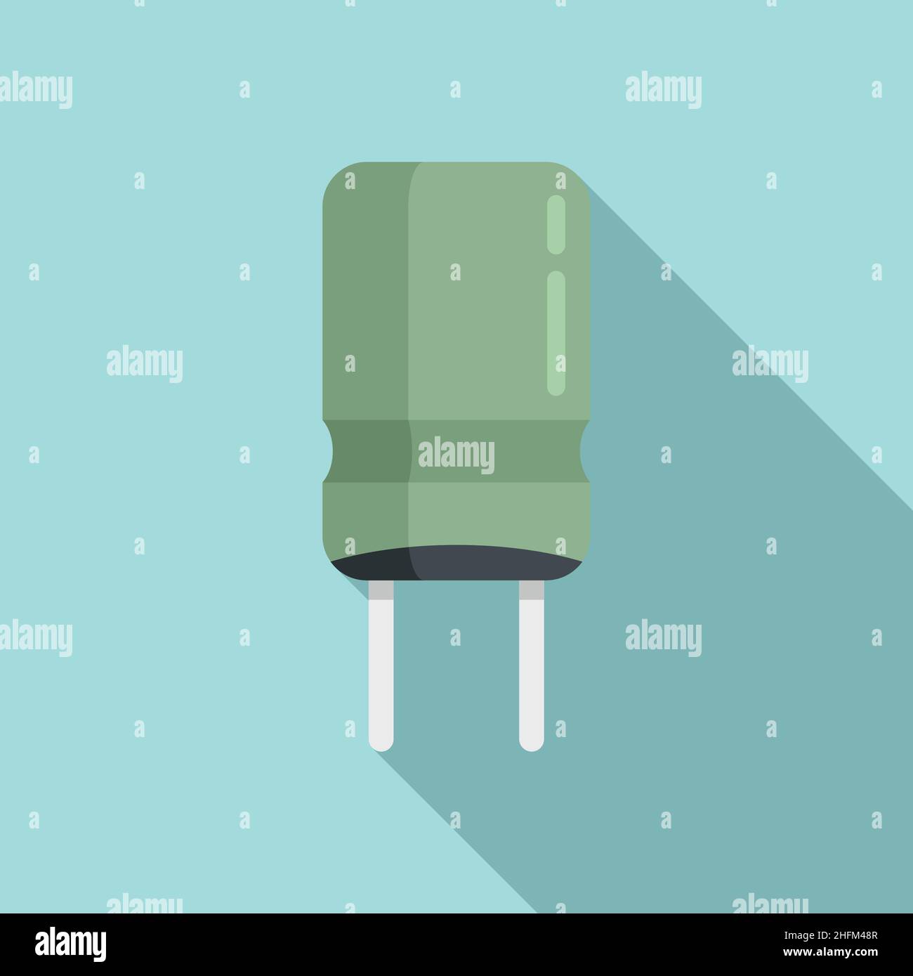 Transistor capacitor icon flat vector. Electric resistor. Circuit ...