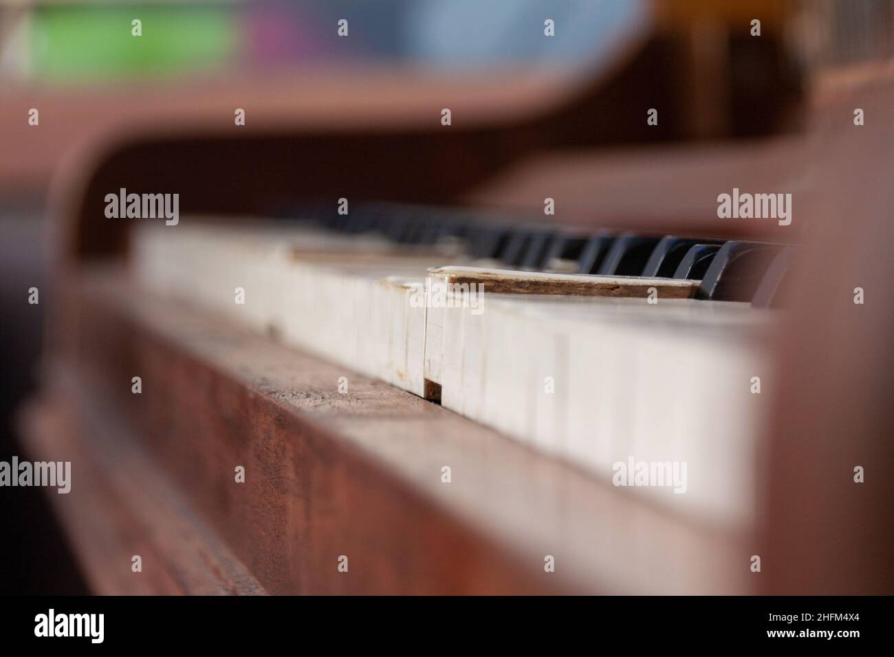 Tastatur eines alten Klaviers Stock Photo