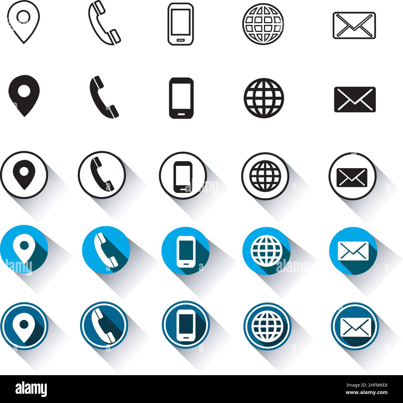 5 different style contact information icon , all are 25 icons Stock ...