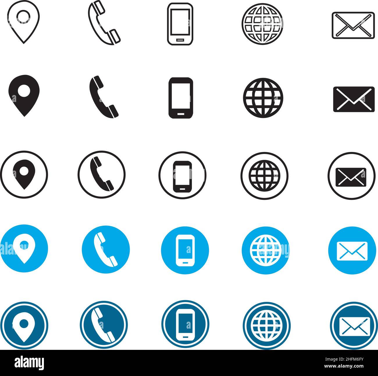 5 different style contact information icon set all are 25 icons in ...