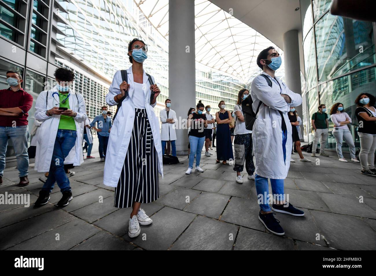 Claudio Furlan - LaPresse 22 June 2020 Milano (Italy) News Medical doctors under training demonstration for regularization after the months of the covid emergency Stock Photo