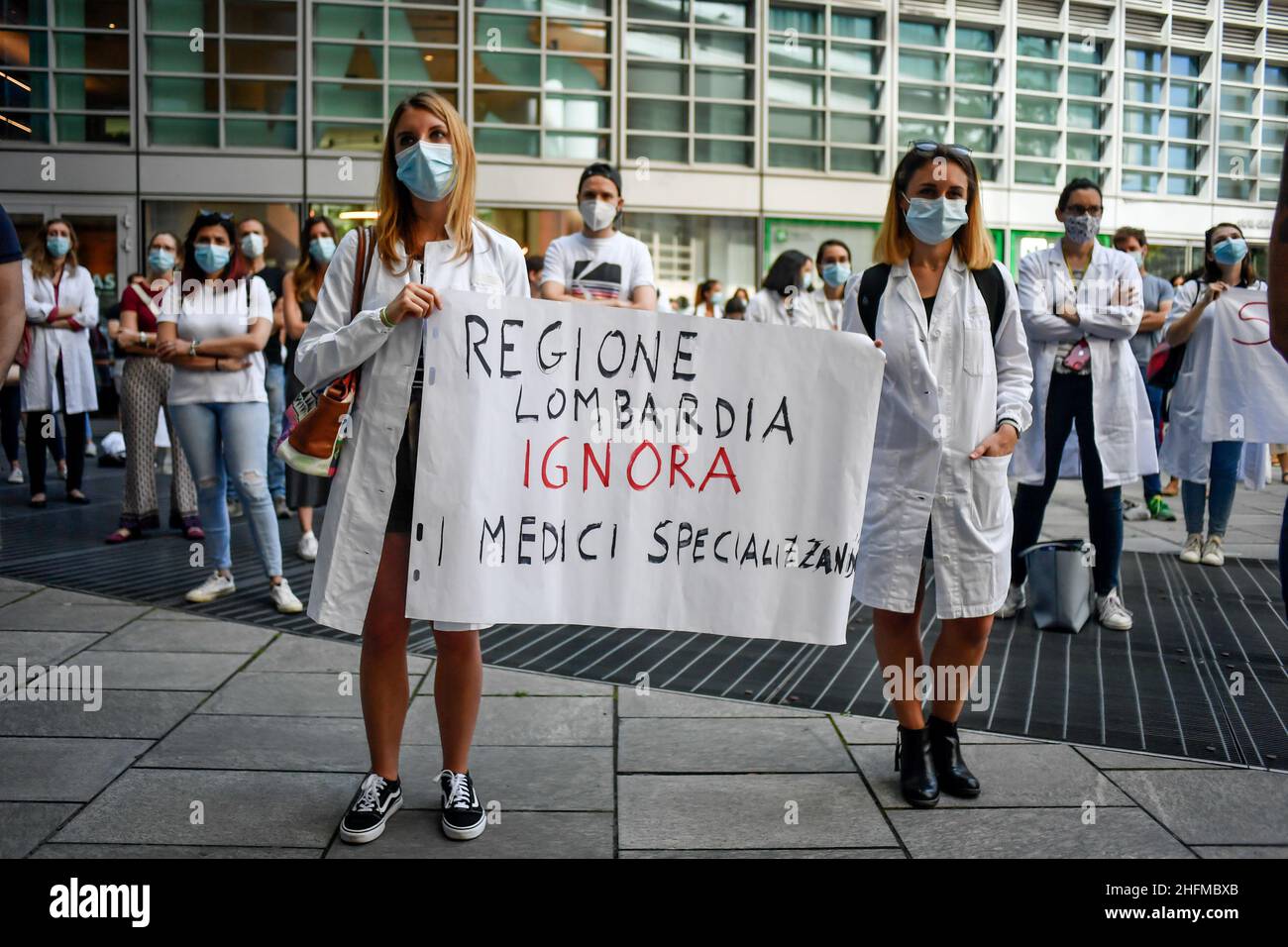 Claudio Furlan - LaPresse 22 June 2020 Milano (Italy) News Medical doctors under training demonstration for regularization after the months of the covid emergency Stock Photo
