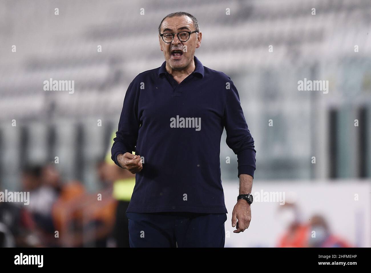 Foto LaPresse - Fabio Ferrari 26 Giugno 2020, Torino, Italia Sport Calcio Juventus Fc vs Lecce - Campionato di calcio Serie A TIM 2019/2020 - Allianz Stadium. Nella foto:Maurizio Sarri (Juventus F.C.); June 26, 2020 Turin, Italy sport soccer Juventus Fc vs Lecce - Italian Football Championship League A TIM 2019/2020 - Allianz Stadium. In the pic:Maurizio Sarri (Juventus F.C.); Stock Photo