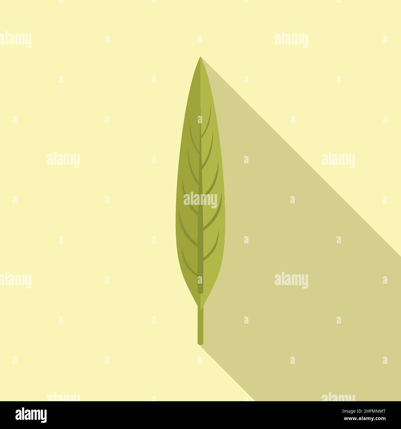 Long green leaf icon flat vector. Fall foliage. Leaves tree Stock Vector